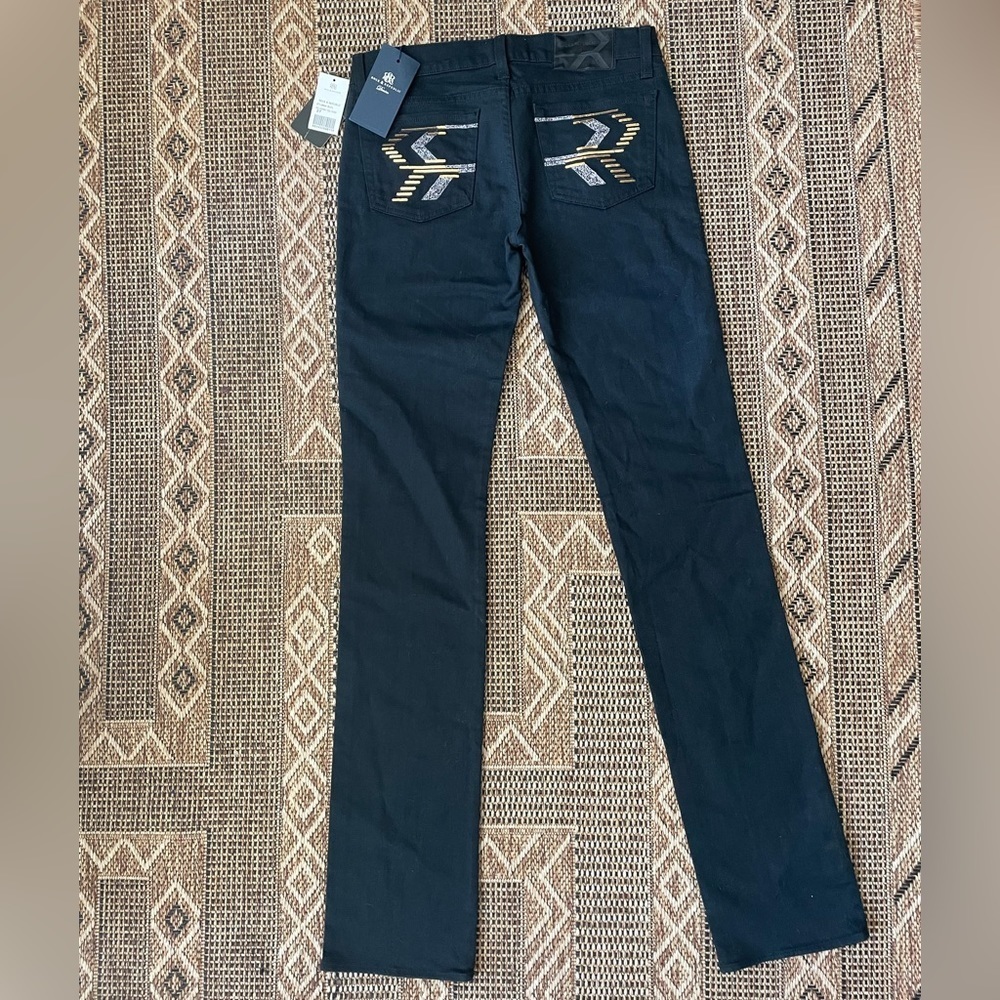 ROCK & REPUBLIC Sequin Embellished Stella Straight Leg Jeans Size 27 NWT